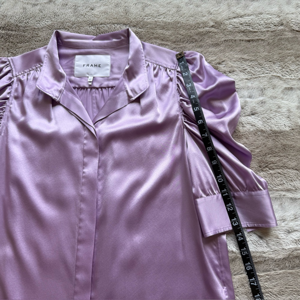 FRAME Gillian Stretch Silk Blouse in Lilac Size S - Picture 13 of 16
